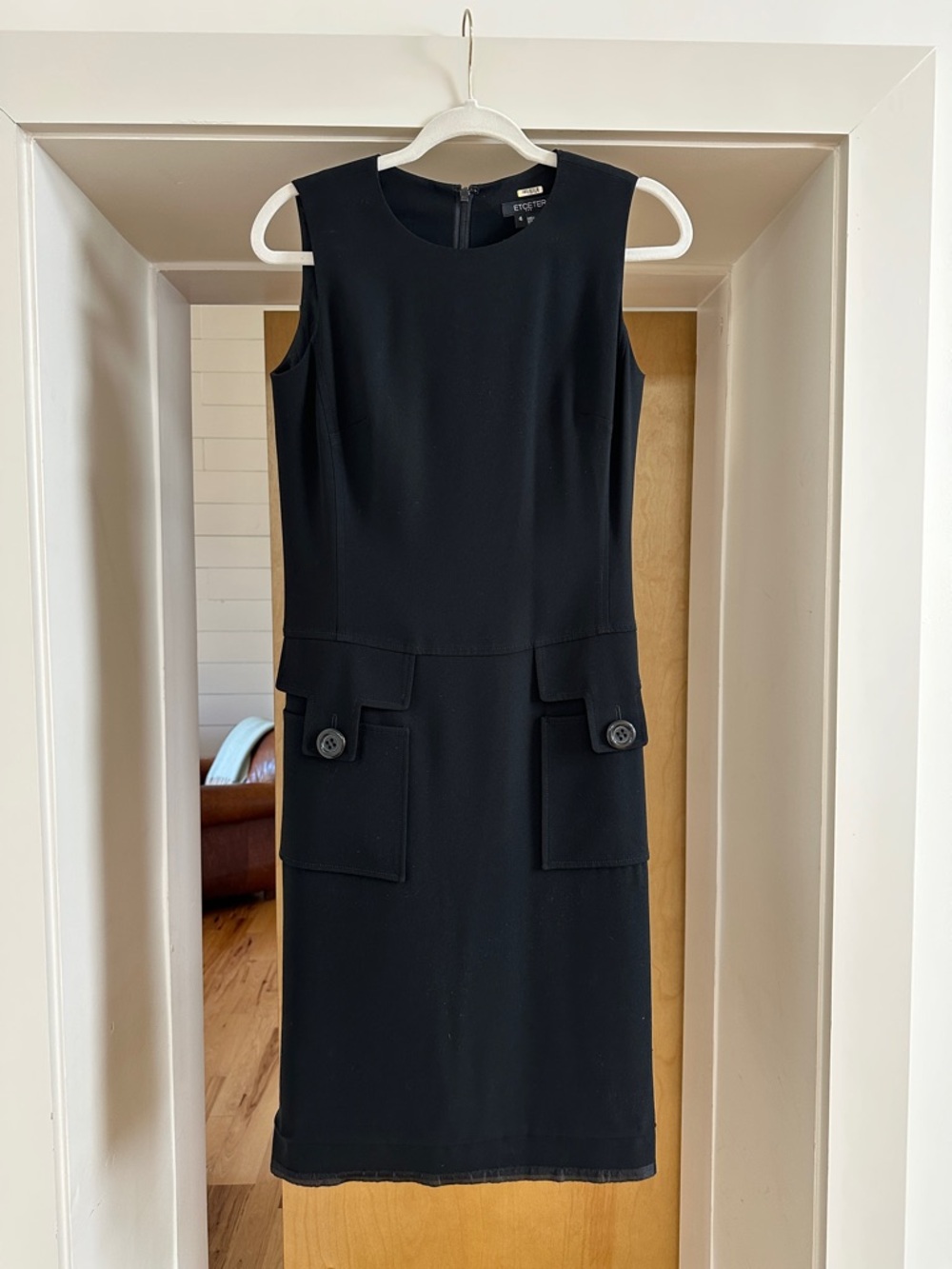 Etcetera Black Sleeveless Midi Dress with Front Flap Pockets